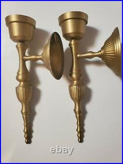 Vintage Wall Solid Brass Traditional Candle Holders Wall Matching Pair India