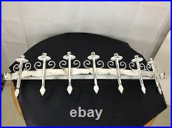 Vintage White Wrought Iron Hanging Wall 7 Sconce Gothic Candelabra Chippy