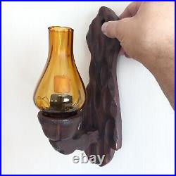 Vintage Wooden Candle Candlestick Wood Natural Hanging On Wall /Home Decor Old