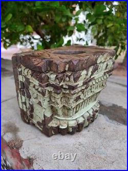 Vintage Wooden Candle Holder Floral Carved Wall Hanging Painted Candle Holder
