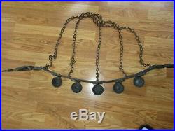 Vintage Wrought Iron Gothic Wall Chain Hanging Candle Holder 5 Candle