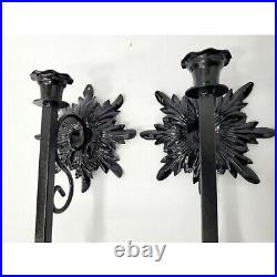 Vintage Wrought Iron Wall Sconce Indoor Outdoor Black Spanish Style Candleholder