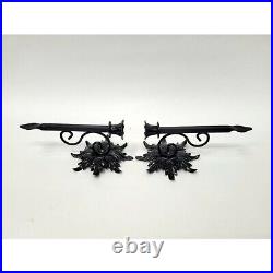 Vintage Wrought Iron Wall Sconce Indoor Outdoor Black Spanish Style Candleholder