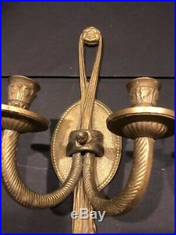 Vintage/antique Victorian Style Pair-matching Bronze Candle Holder Wall Sconces