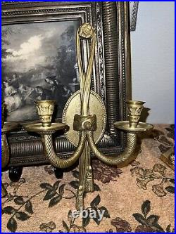 Vintage brass candle holders pair wall sconce