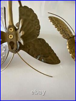 Vintage butterfly sconces, gold brass, pair, candleholder or towel hooks