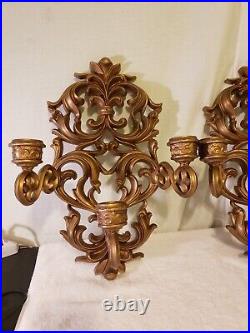 Vintage candle wall sconces pair. 1970 Burford Large Wall 3 Candel With Original