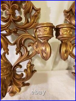 Vintage candle wall sconces pair. 1970 Burford Large Wall 3 Candel With Original