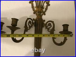 Vintage cast iron Brass Candle Sconce Pair Wall Hanging Decor MCM 23 x13 RARE