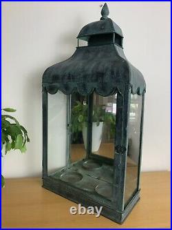 Vintage outdoor wall sconce lantern candle holder withmirror galvanized metal 20
