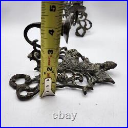 Vintage pair Wrought Iron metal sconce Wall Hanging Candle Holders cherub pixie