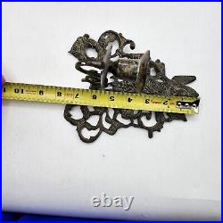 Vintage pair Wrought Iron metal sconce Wall Hanging Candle Holders cherub pixie