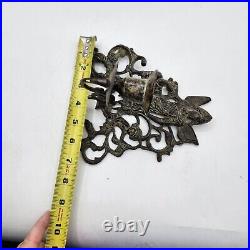 Vintage pair Wrought Iron metal sconce Wall Hanging Candle Holders cherub pixie