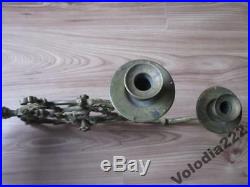 Vintage wall Candle Candlestick Holders 2 Decorative Bronze Furniture Fragment