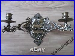 Vintage wall Candle Candlestick Holders 2 Decorative Bronze Sconce
