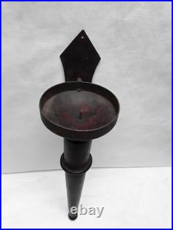 Vintage wood and Iron Gothic pillar candle wall sconce
