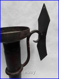 Vintage wood and Iron Gothic pillar candle wall sconce