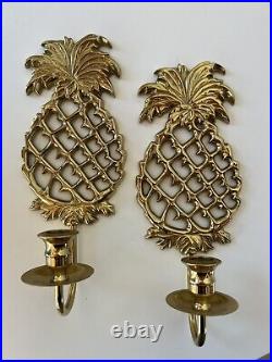 Virginia Metalcrafters Pineapple Wall Sconce Pair Williamsburg Brass