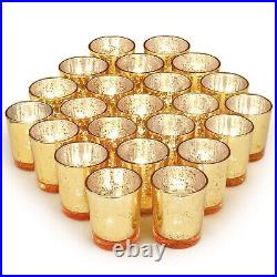 Volens Gold Party Decorations 72pcs, Mercury Glass Gold Votive Candle Holders