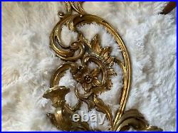 Vtg 1970's Syroco Ornate Rococo Style Gold Wall Sconce 5 Arm Candle Holder