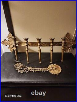 Vtg 1971 Spanish Gothic Mediterranean 5 Arm Candle Sconce with Chains Dart Ind