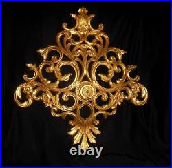 Vtg 1973 SYROCO Large Ornate Gold WALL SCONCE 3 Arm Candle Holders #3495 Adjust