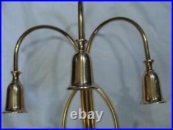 Vtg ART DECO Signed INDIA # P2137 Solid Brass Triple Candle Holder Wall Sconces