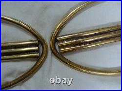 Vtg ART DECO Signed INDIA # P2137 Solid Brass Triple Candle Holder Wall Sconces