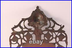 Vtg Antique French Bronze Mirror 2 Candlestick Cherub Face Ornate Wall Sconce