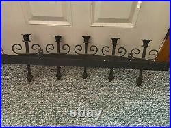 Vtg Black Wrought Iron Hanging Wall Sconce Gothic Candelabra