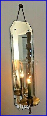 Vtg Hollywood Regency Mirror Wall Sconce Candleholders Set Of 2 MCM Knob Creek
