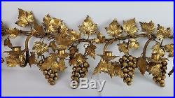 Vtg Italian Candle Wall Sconce Florentine Gold Grapevines Italy Snuffer Grapes