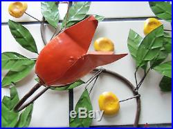 Vtg Italy Metal Wall Art Toleware TULIPS BIRDS LEAVES Candle Holder 6 pc. 90in