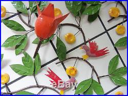 Vtg Italy Metal Wall Art Toleware TULIPS BIRDS LEAVES Candle Holder 6 pc. 90in