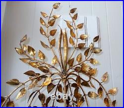 Vtg LARGE GOLD TOLE Metal Toleware SCONCE ART Wall Candle Holder Regency