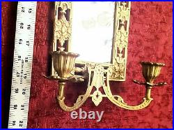 Vtg. Neo Classical Wall Sconce Koi Fish Scroll Mirrored Candle HolderBrass Metal