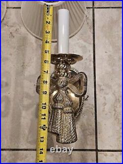 Vtg Pair Of Elegant Brass Tassel & Bow Shaped Heavy Wall Sconces Lamp