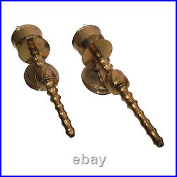 Vtg Set of 2 Brass Candle Wall Sconces Pair MCM Hollywood Regency