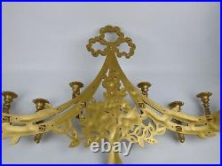 Vtg Syroco 6 Arm Wall Candle Holder Gold Sconce Flowers Ribbon Bow 1970 LARGE