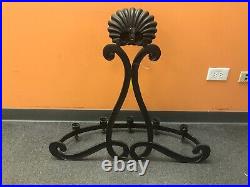 WALL MOUNT Candelabra Sconce with SHELL DESIGN Black IRON Five CANDLE Holders