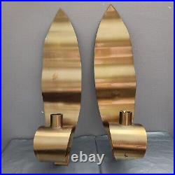 WA Ystad Metall Sweden Brass Wall Candle Sconces Walter Andersson MCM Rare