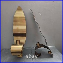 WA Ystad Metall Sweden Brass Wall Candle Sconces Walter Andersson MCM Rare