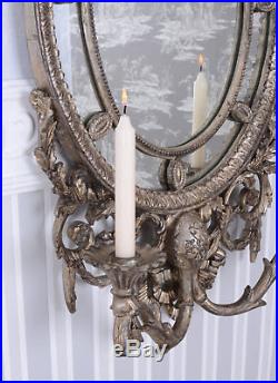 Wall Mirror Shabby Chic Candle Holder Wall Lights Mirror Silver