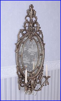 Wall Mirror Shabby Chic Candle Holder Wall Lights Mirror Silver