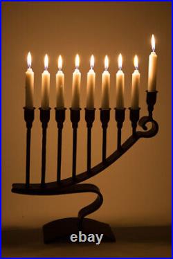 Wall Mount 9 Candle Handmade Handcrafted Iron Chanukah Menorah Holder by Stur-De