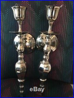 Wall Mount Candle Sconces holder set Chrome or Silver Outstanding New WO box