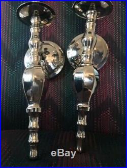 Wall Mount Candle Sconces holder set Chrome or Silver Outstanding New WO box