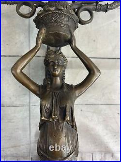 Wall Mounted Hanging Figural Female Bronze Metal Candle Holder Candelabra Sconce