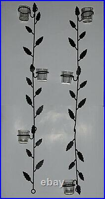 Wall Sconce Candle Holders Hanging Branch Leaves Metal Set Of 6, 78 H