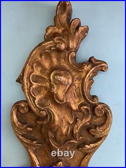 Wall Sconce Gold Painted Wooden Two-Candle 33 1/2 Tall